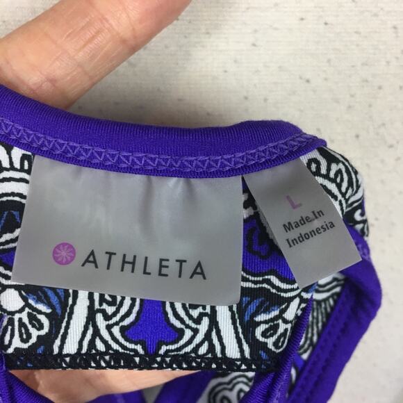 Athleta Purple Paisley Athletic Top Large - Picture 6 of 7